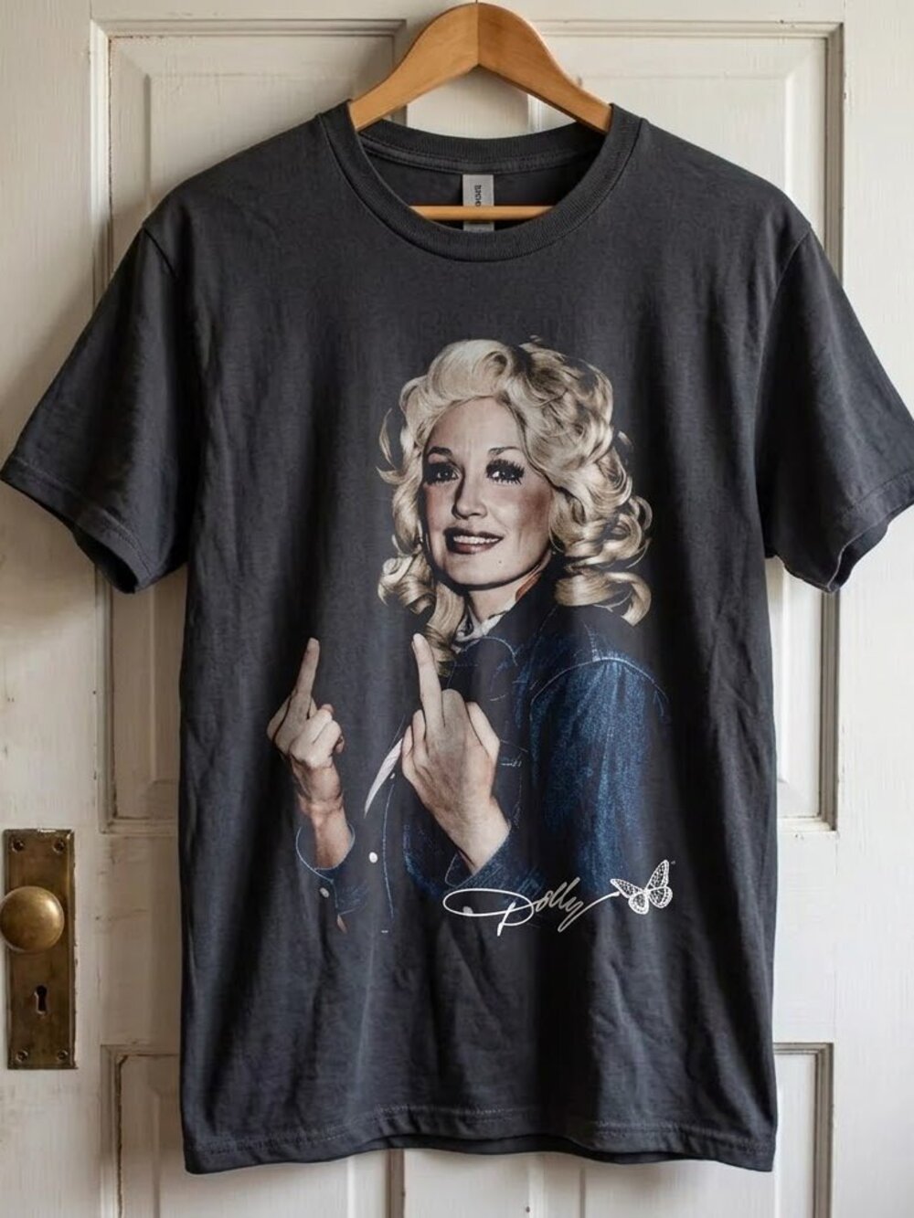 Dolly Parton Graphic Shirt - Charcoal Color Gildan Reprint